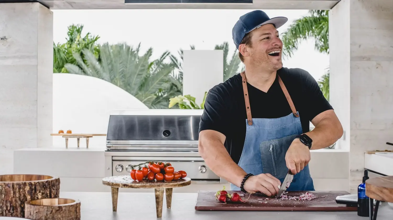 Chef Paul Aceto at his outdoor kitchen in Miami